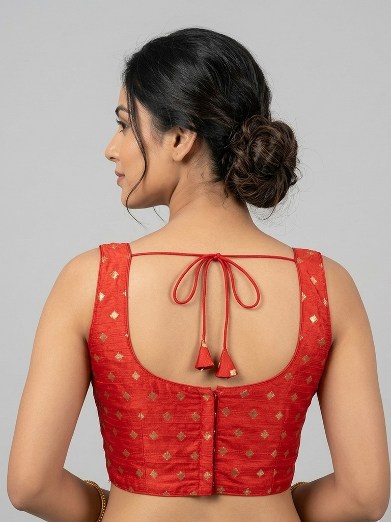 RED | FAUX RAW SILK | BLOUSE