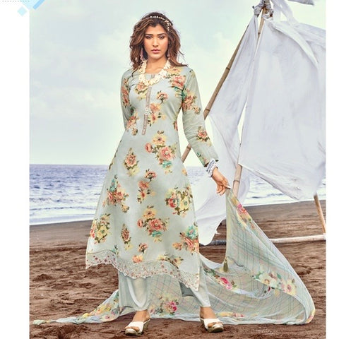 Designer Abstract Crepe Print Suit