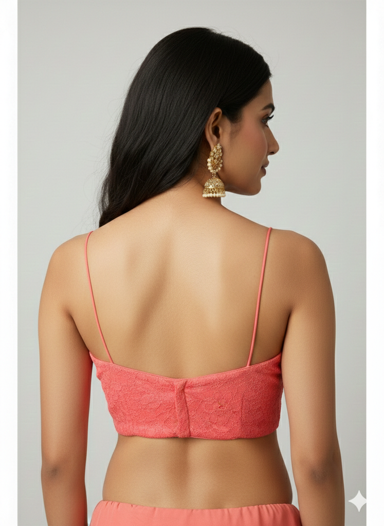 LARISSA | CORAL PINK LACE BLOUSE