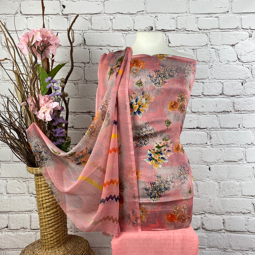 Floral Chinnon Crepe Print Suit