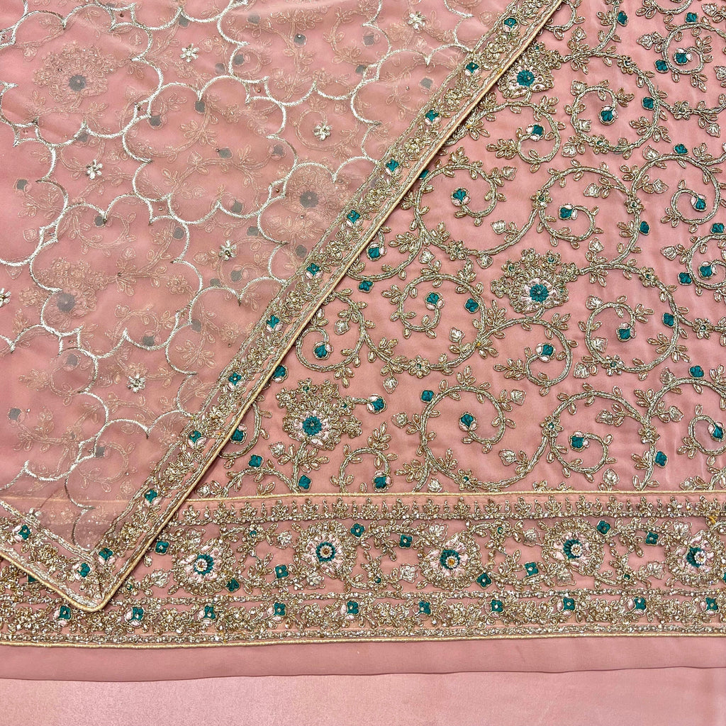 Unstitched Soft Georgette Embroidered Suit