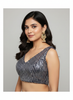 NAVY BLUE WITH SILVER | SEQUIN BLOUSE