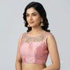RAAS | PINK EMBROIDERED NET LACE BLOUSE