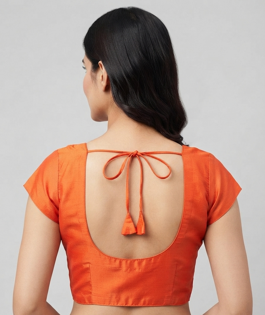 ORANGE | FAUX RAW SILK | BLOUSE