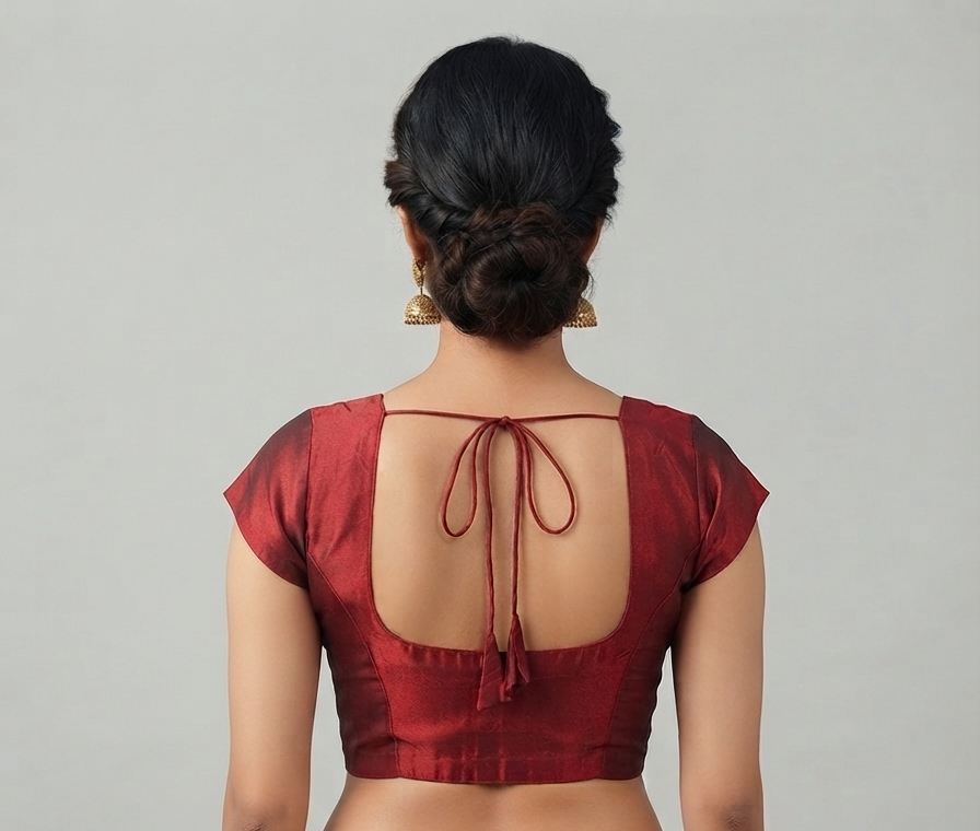 MAROON  | FAUX RAW SILK | BLOUSE