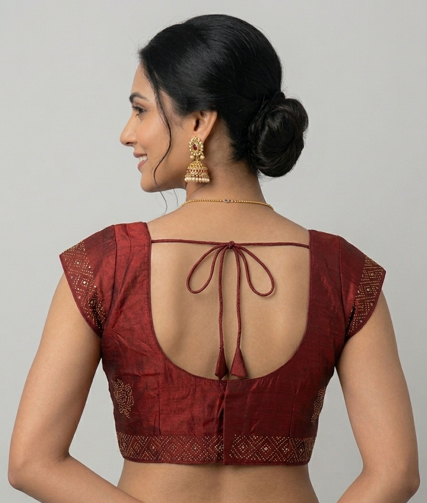 MAROON  | FAUX RAW SILK | BLOUSE
