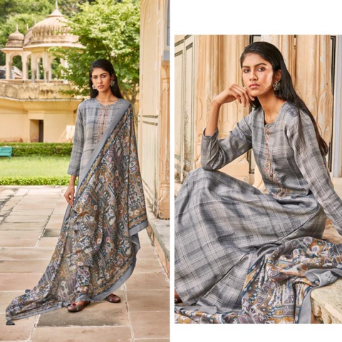 Designer Luxury Digital  Velvet Print Suit (G15)