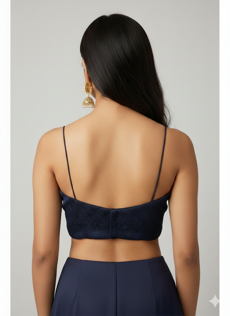 LARISSA | DARK NAVY BLUE LACE BLOUSE