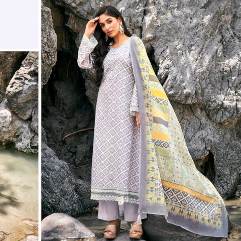 Unstitched Soft Chinnon Silk Embroidered Suit (A60)