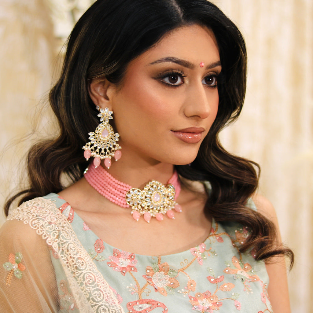 Baby Pink Stones Choker Set