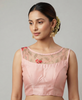 ROSA | ROSE PINK EMBROIDERED FAUX SILK | ORGANZA BLOUSE
