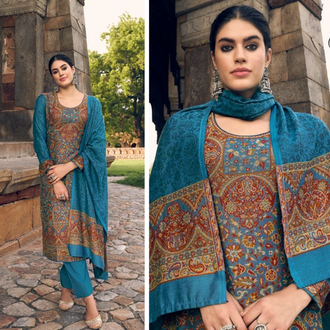 Self Printed Floral Garam Suit with Embroidery (G13)