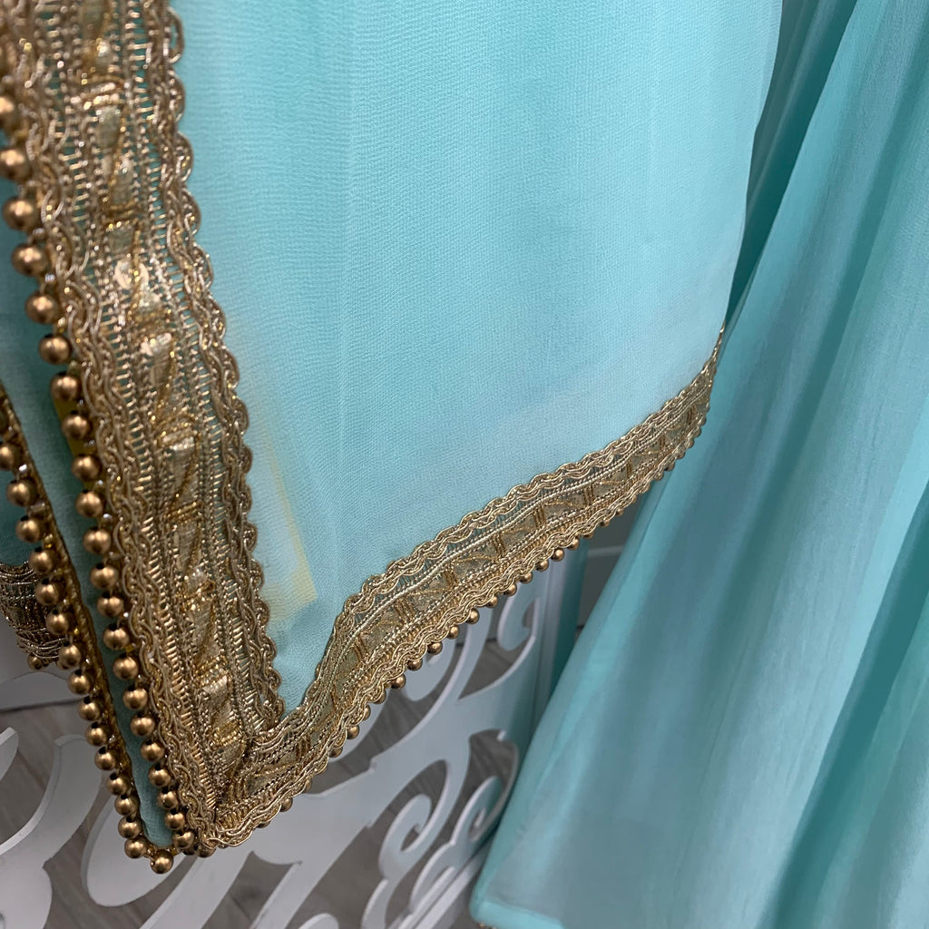 VALENTINA | AQUA BLUE PLAIN SHARARA & DUPATTA SET