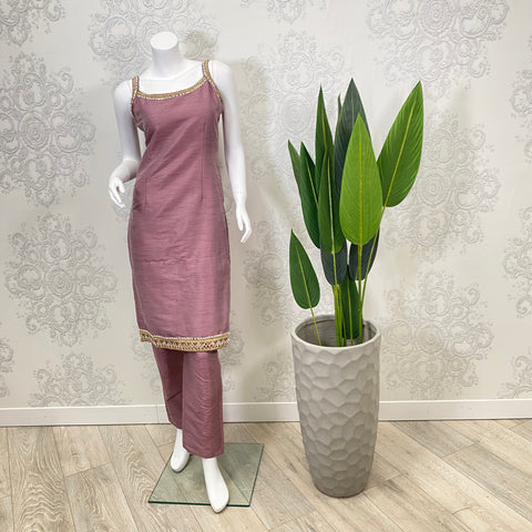 FIORA | Grey Ornate Brocade Trouser & Pajami Suit