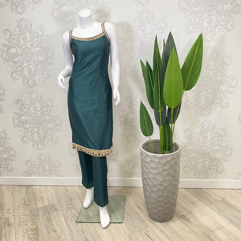 SIGNATURE | Two Tone Sage Green Pajami & Trouser Suit