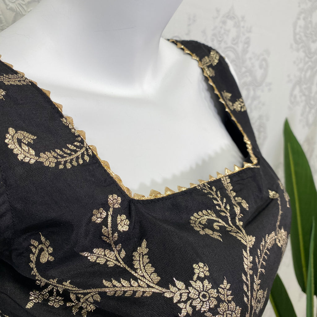 FLORENTINA | Black Ornate Brocade Frock Suit