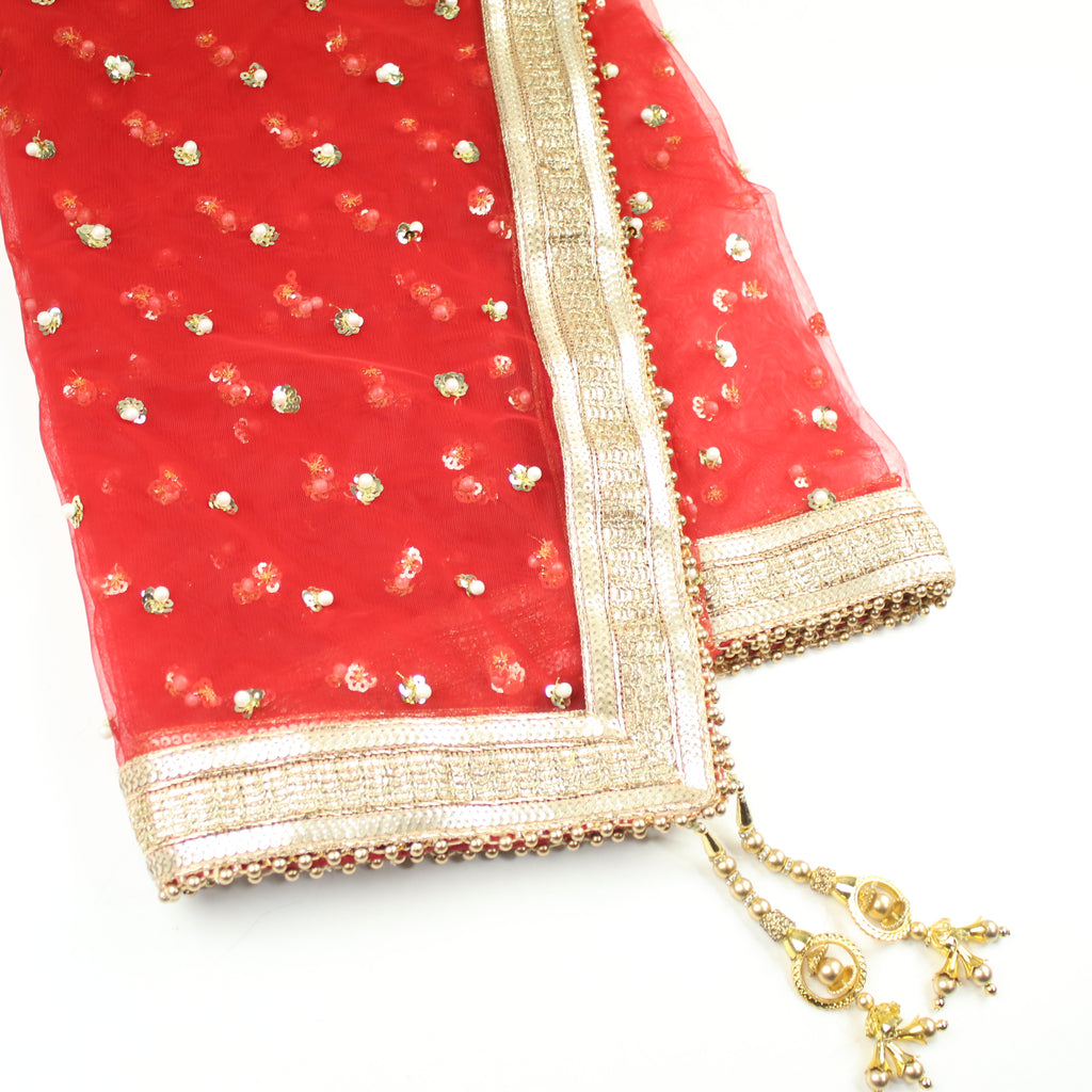 THE DONNA DUPATTA - DEEP RED