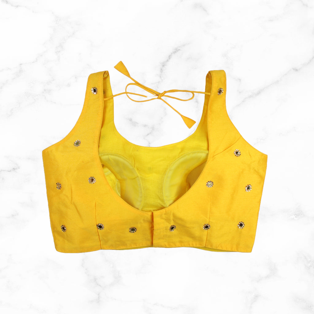 NOOR | Yellow Mirror Encrusted Blouse