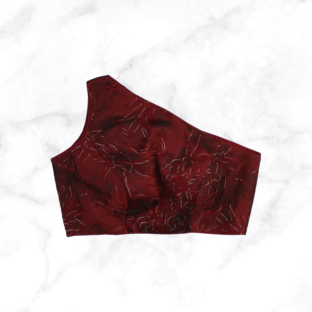 AVAANI | DEEP WINE BROCADE BLOUSE