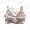 VAANI | NUDE PEACH HOLOGRAM GLITZY STRIPED SEQUIN BLOUSE