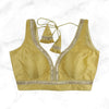 MAYA | GOLD SEQUIN TRIMMED PLAIN SILK BLOUSE