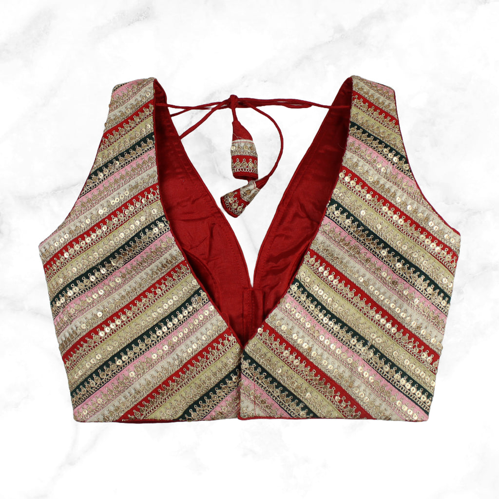 JASMINE | RED MULTI SEQUIN STRIPED BLOUSE