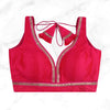 MAYA | CERISE SEQUIN TRIMMED PLAIN SILK BLOUSE