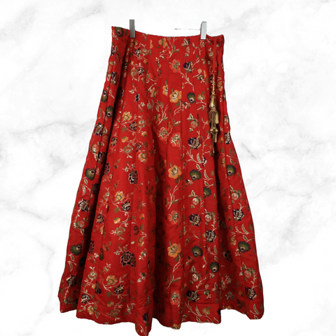 Kavya Sage Green Floral Brocade Lengha Skirt