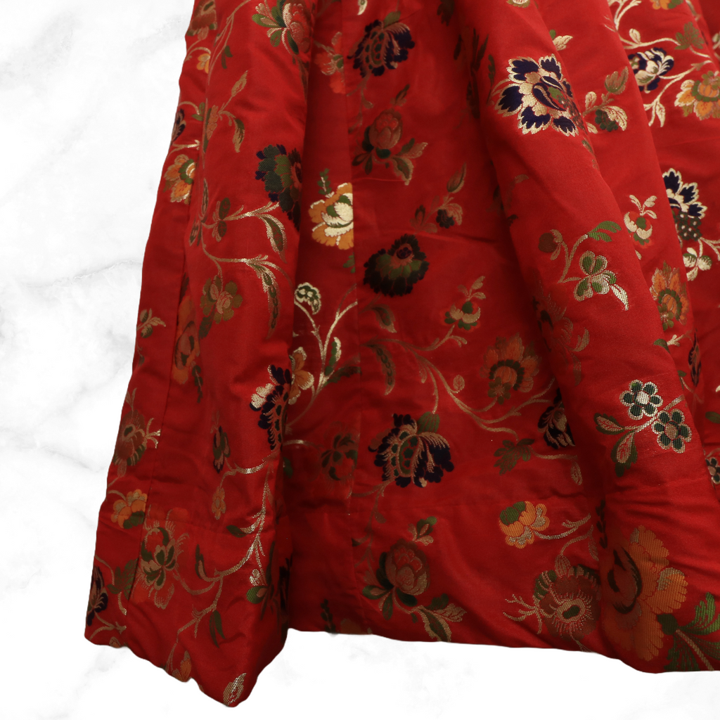 Aditi Red Floral Brocade Lengha Skirt