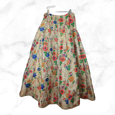 Kavya Sage Green Floral Brocade Lengha Skirt