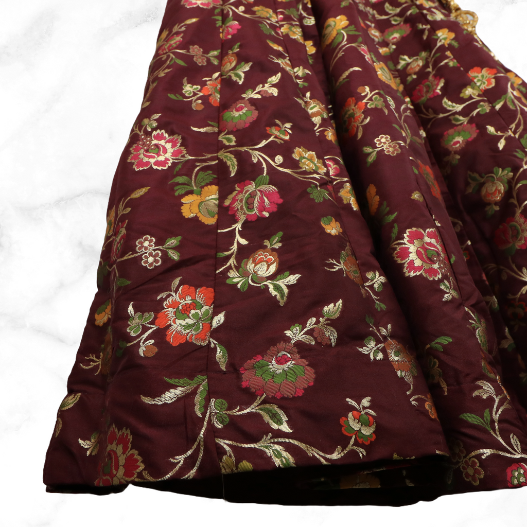 Aditi Maroon  Floral Brocade Lengha Skirt