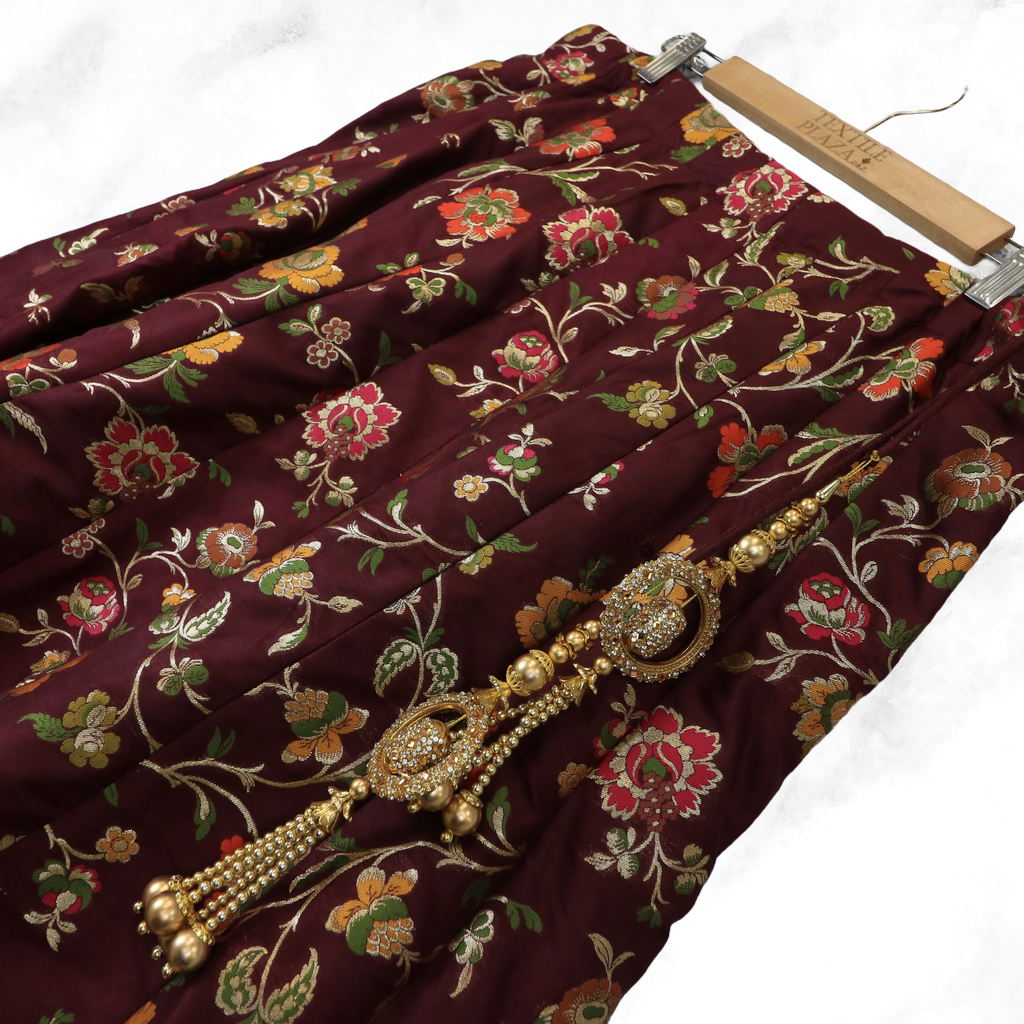 Aditi Maroon  Floral Brocade Lengha Skirt