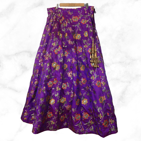 Priyanka Grey Floral Brocade Lengha Skirt
