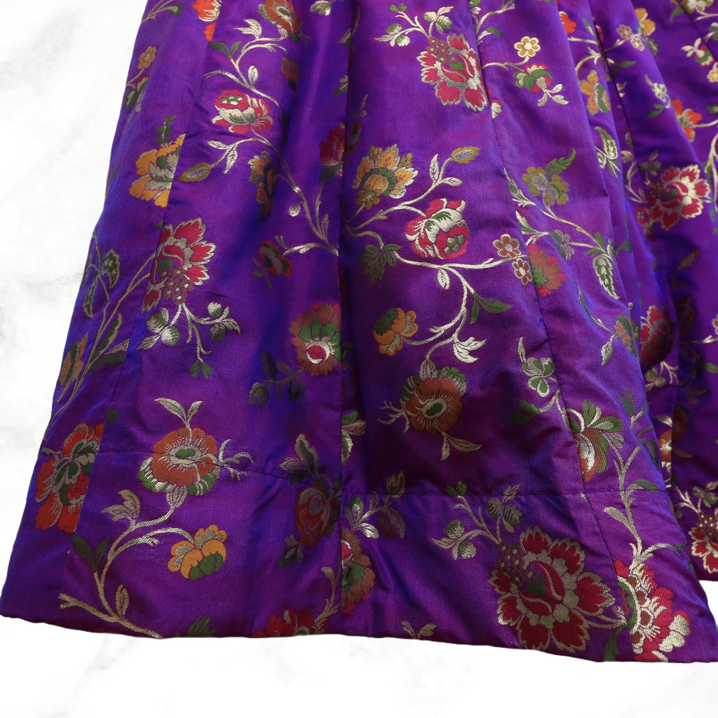 Aditi Purple Floral Brocade Lengha Skirt