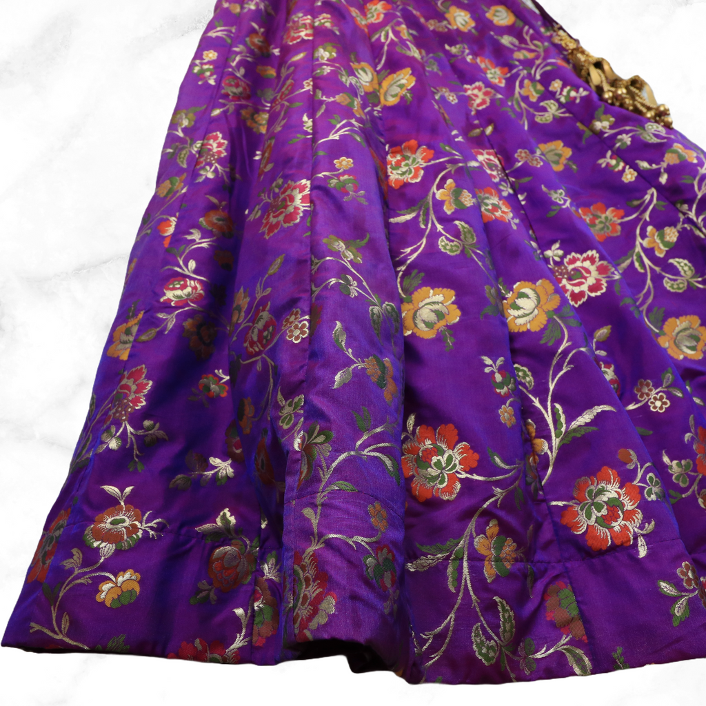 Aditi Purple Floral Brocade Lengha Skirt