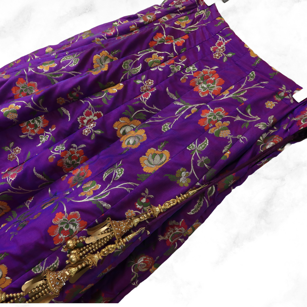 Aditi Purple Floral Brocade Lengha Skirt