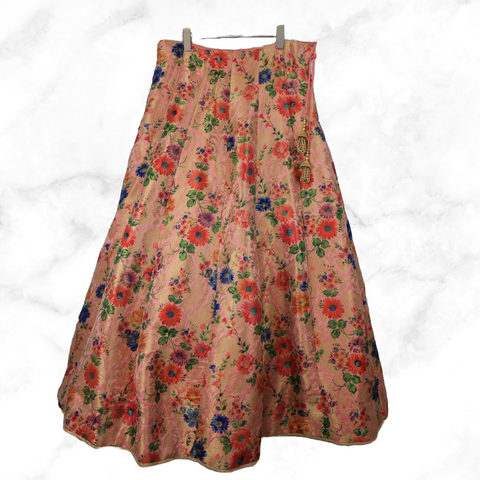 Aditi Red Floral Brocade Lengha Skirt