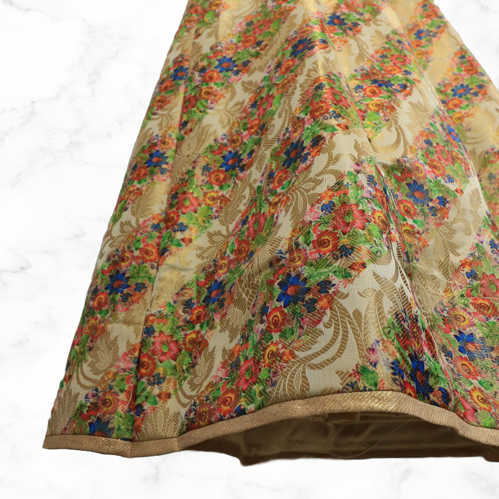 Priyanka Gold Floral Brocade Lengha Skirt