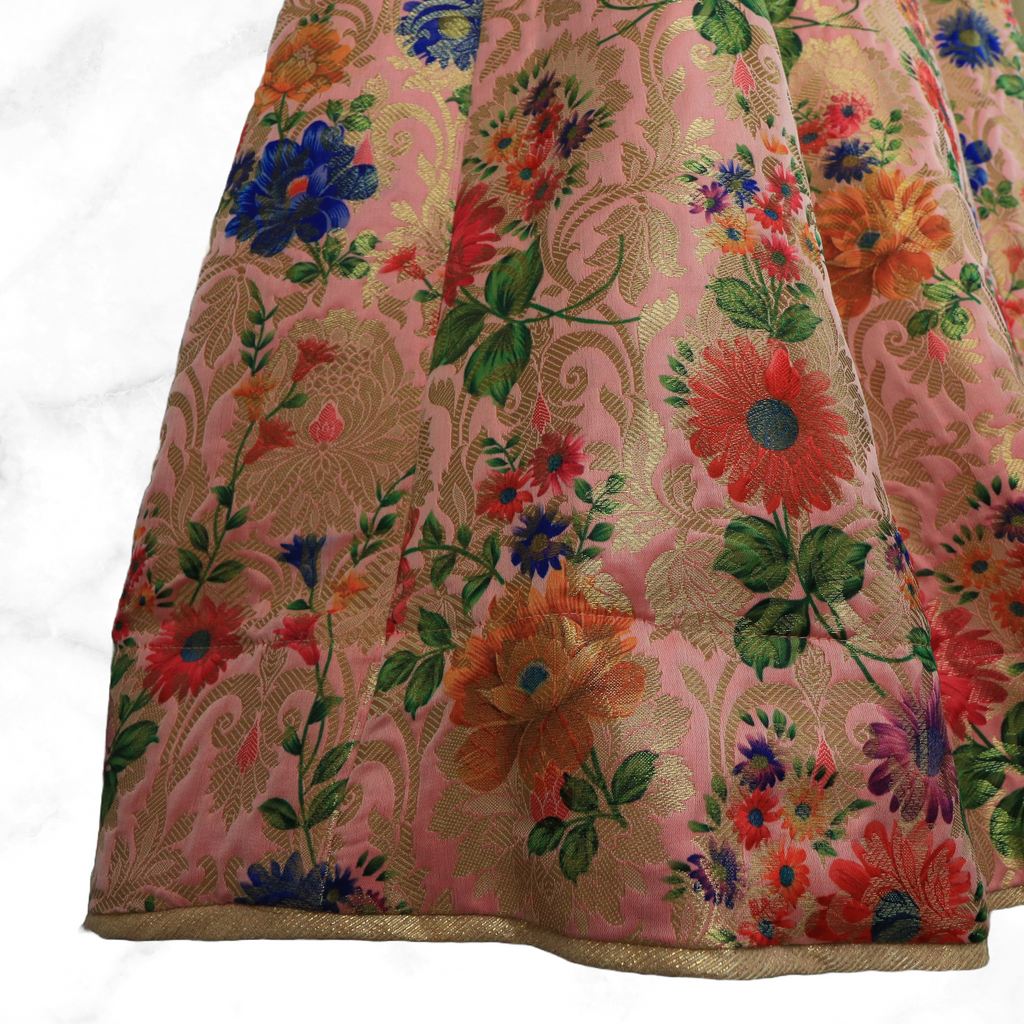 Kavya Gajri Floral Brocade Lengha Skirt