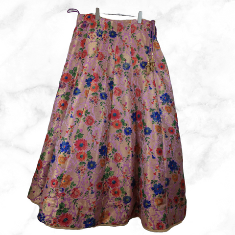 Priyanka Grey Floral Brocade Lengha Skirt