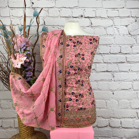 French crepe suit with kashmiri threadwork embroidery (A46)