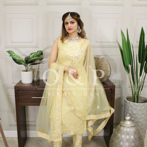 Chandheri Suit with Neck Embroidery (A46)