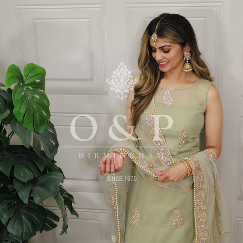 Faux Soft Silk Embroidered Suit