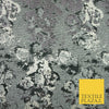 Black Grey Floral Pixel Beehive Snake Metallic Brocade Jacquard Dress Fabric2648