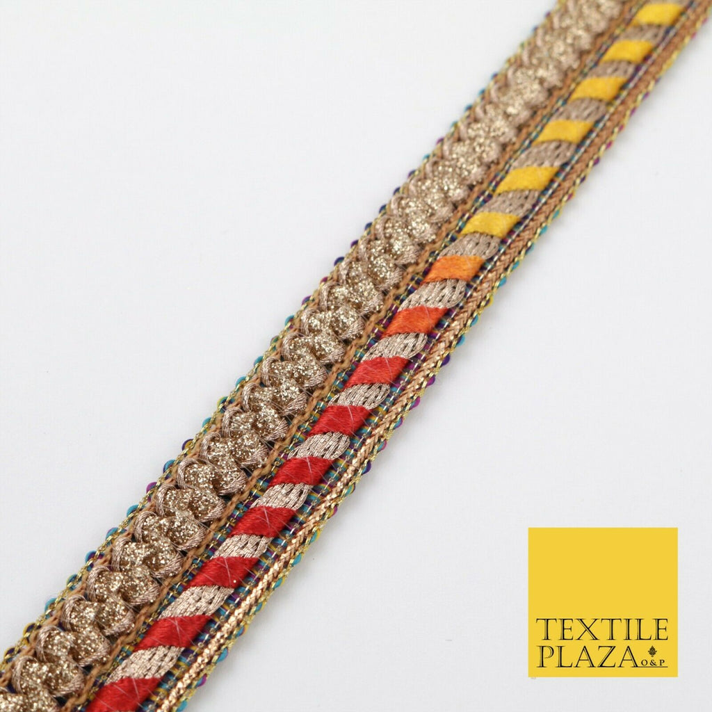 Shaded Rainbow Multicolour Rope Trimming Border Ribbon Ethnic Trim Lace X280
