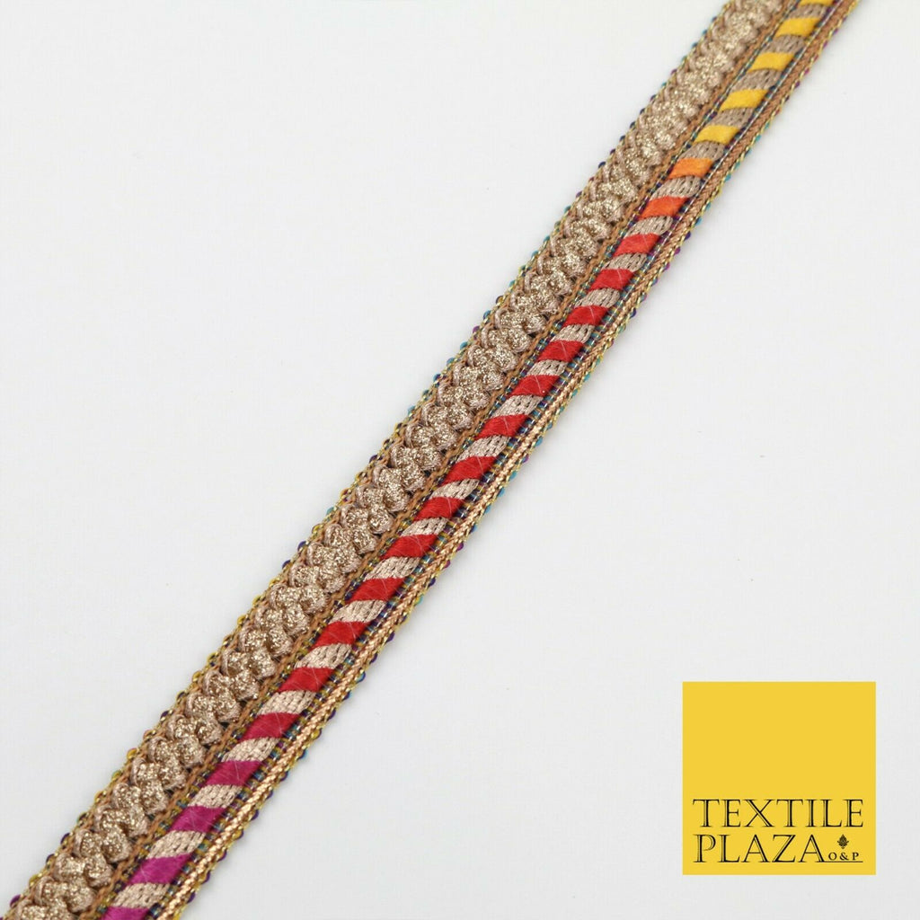 Shaded Rainbow Multicolour Rope Trimming Border Ribbon Ethnic Trim Lace X280
