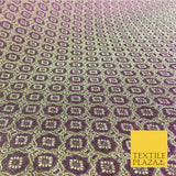Luxury Purple Geometric Ornamental Pattern BROCADE FABRIC - Per Metre - 45