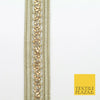 ENGLISH GOLD Double Ribbon Trimming with Gold Stones Border Indian Ethnic X210