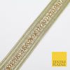 ENGLISH GOLD Double Ribbon Trimming with Gold Stones Border Indian Ethnic X210