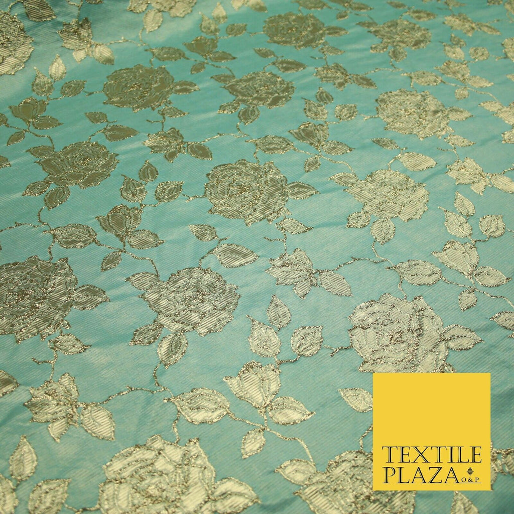Luxury Textured Gold Floral Rose Brocade Dress Fabric Metallic Fancy 5 COLOURS